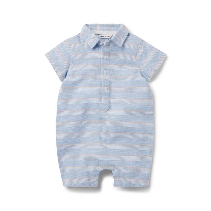 Baby Striped Linen-Cotton Romper - Janie And Jack